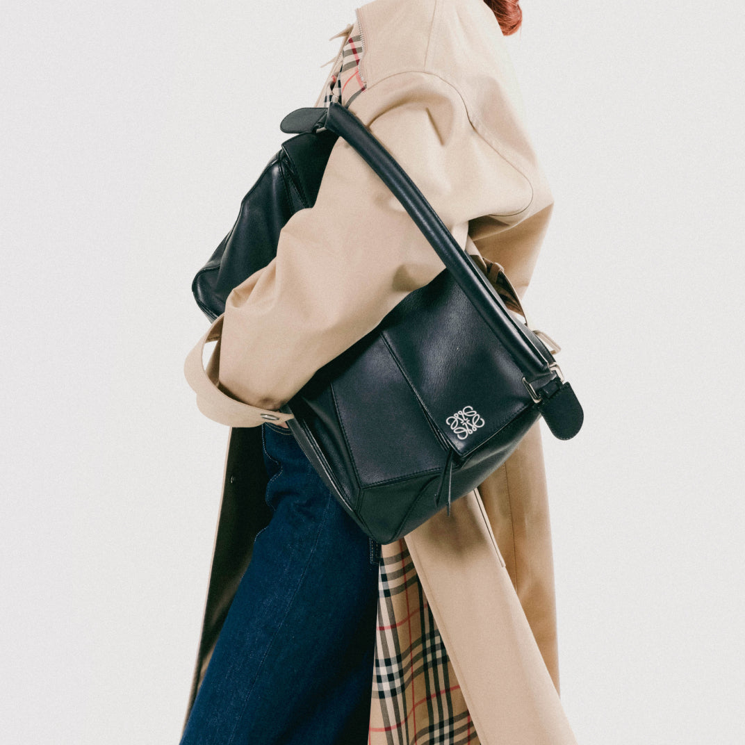 Large Puzzle Bag in Black Smooth Leather