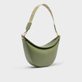 Small Luna Shoulder Bag in Green Leather