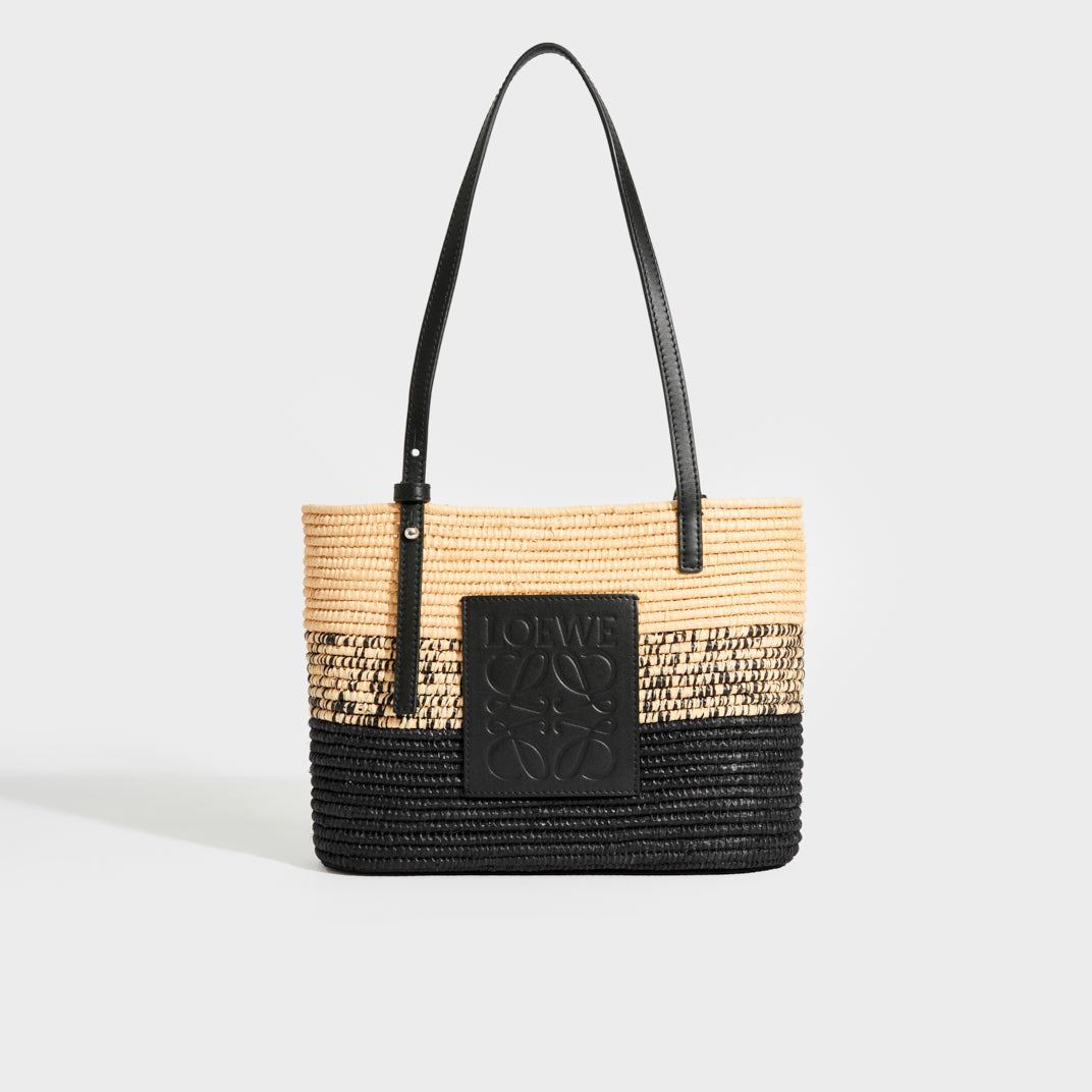 LOEWE X Paula's Ibiza Small Square Basket Bag in Natural and Black
