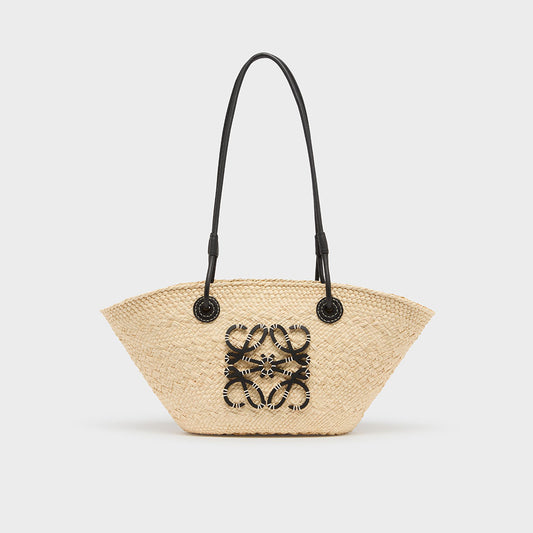 X Paula's Ibiza Small Anagram Basket Bag in Natural