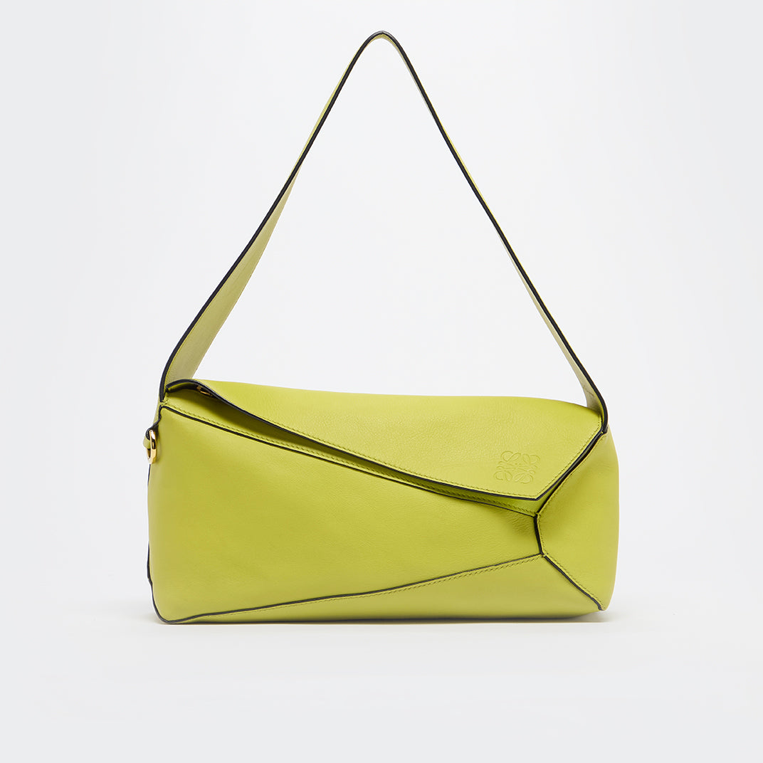 Puzzle Hobo Bag in Lime Yellow Leather