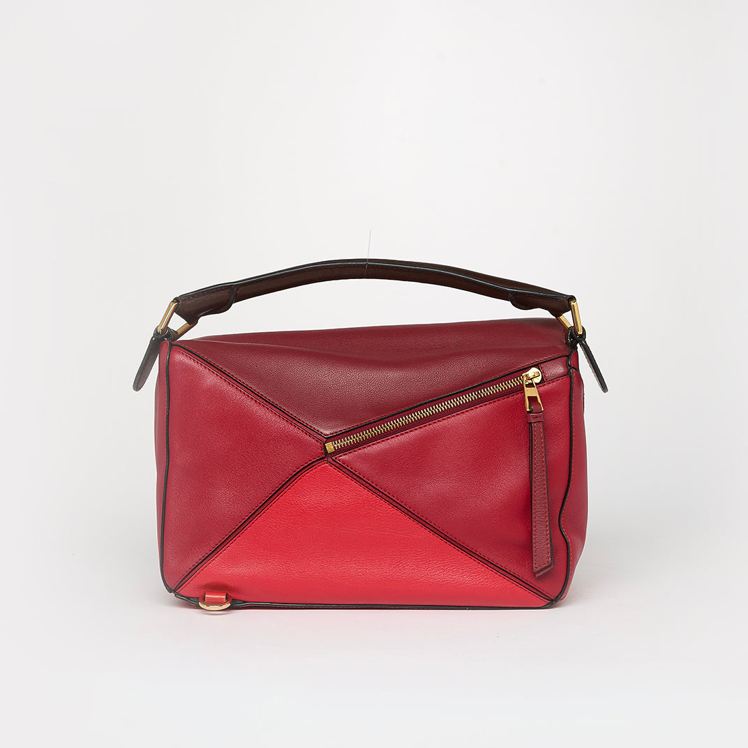 Medium Puzzle Tricolour Bag in Red Leather