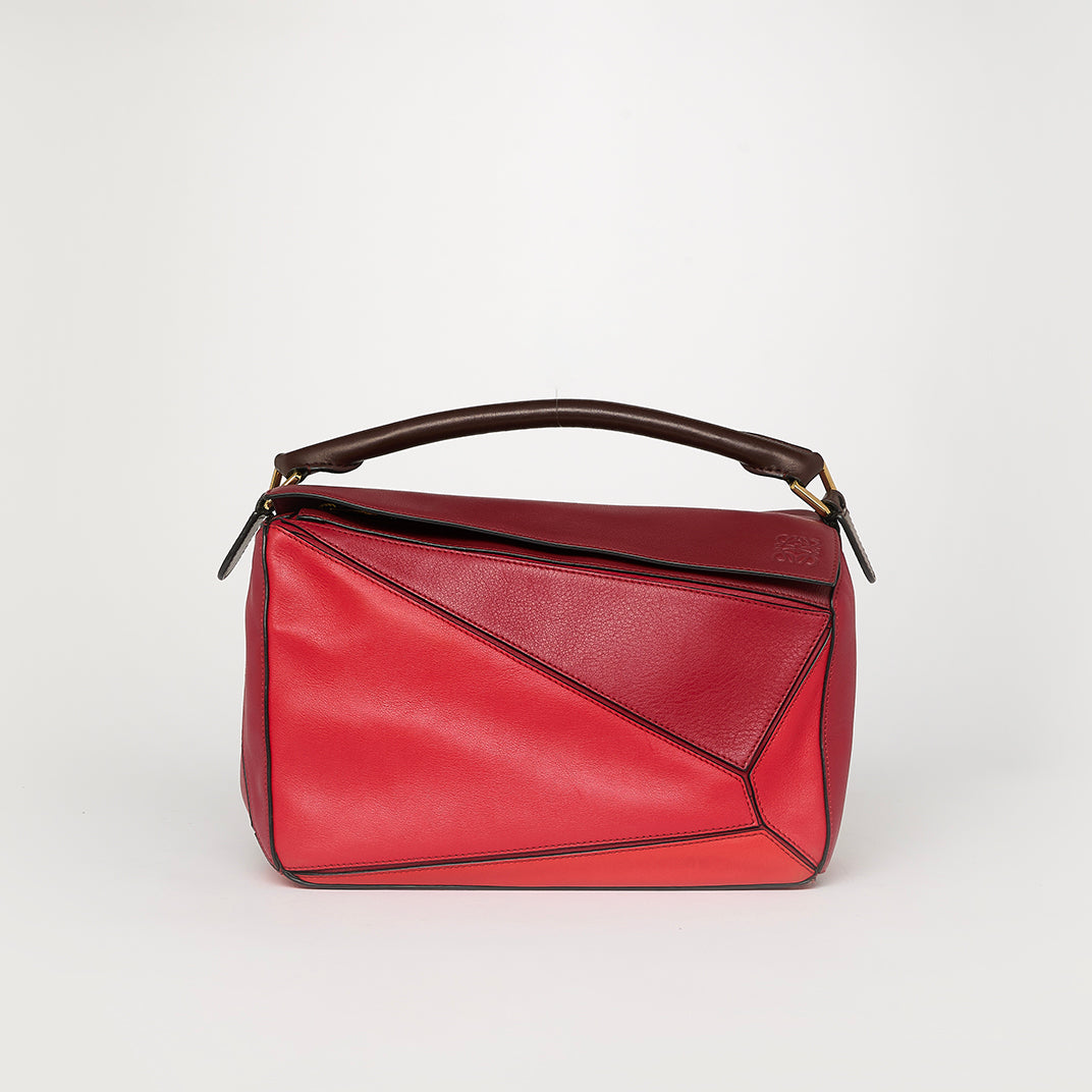 Medium Puzzle Tricolour Bag in Red Leather