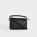 Mini Puzzle Bag in Black Leather