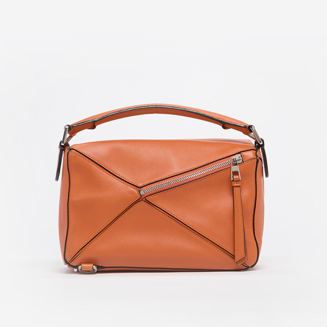 Small Puzzle Bag in Orange Leather