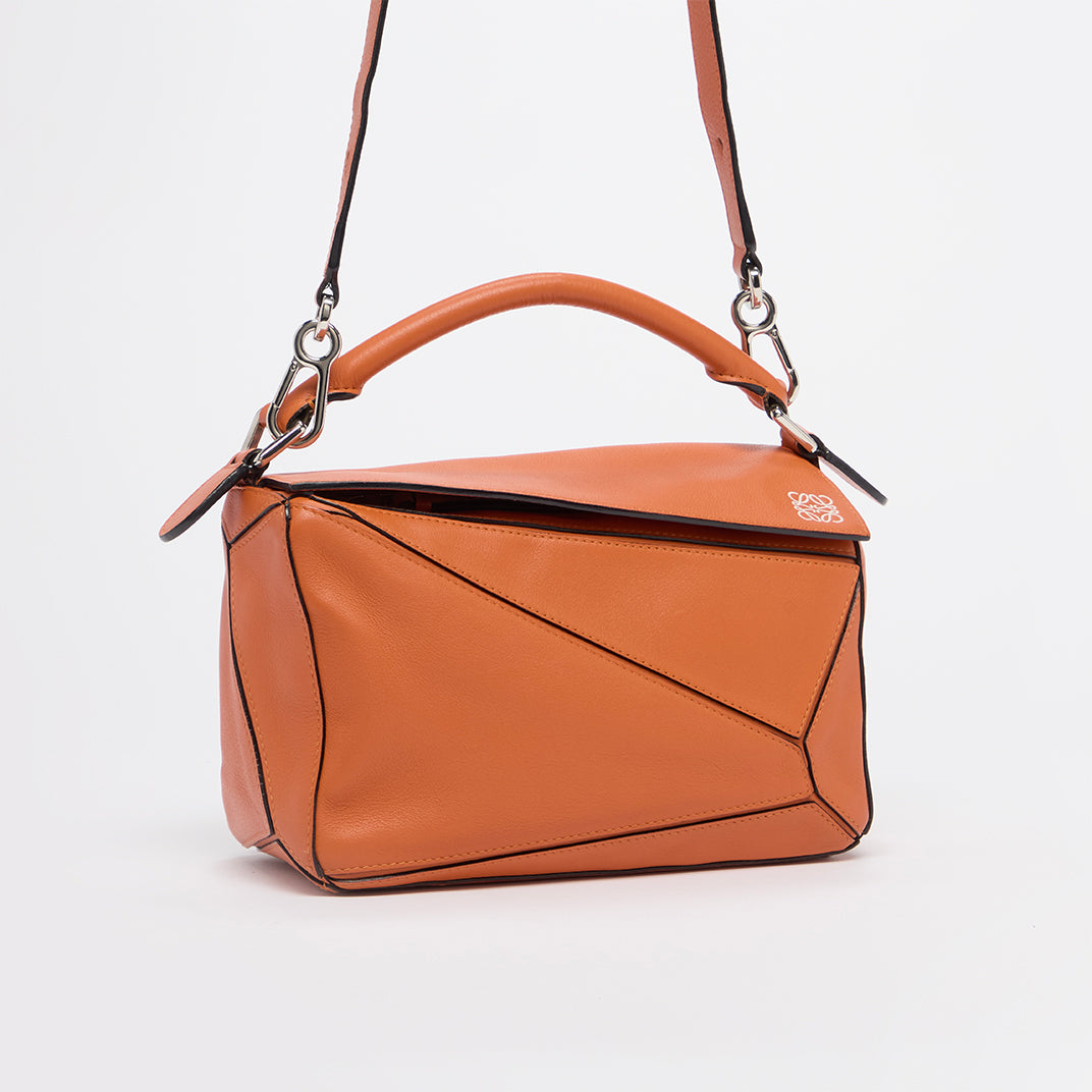 Small Puzzle Bag in Orange Leather