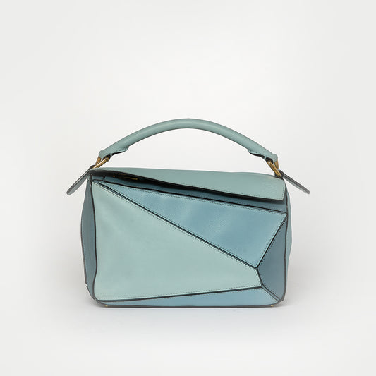 Small Puzzle Tricolour Bag in Light Blue Leather