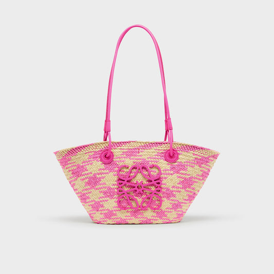 Small Anagram Basket Bag in Fuchsia