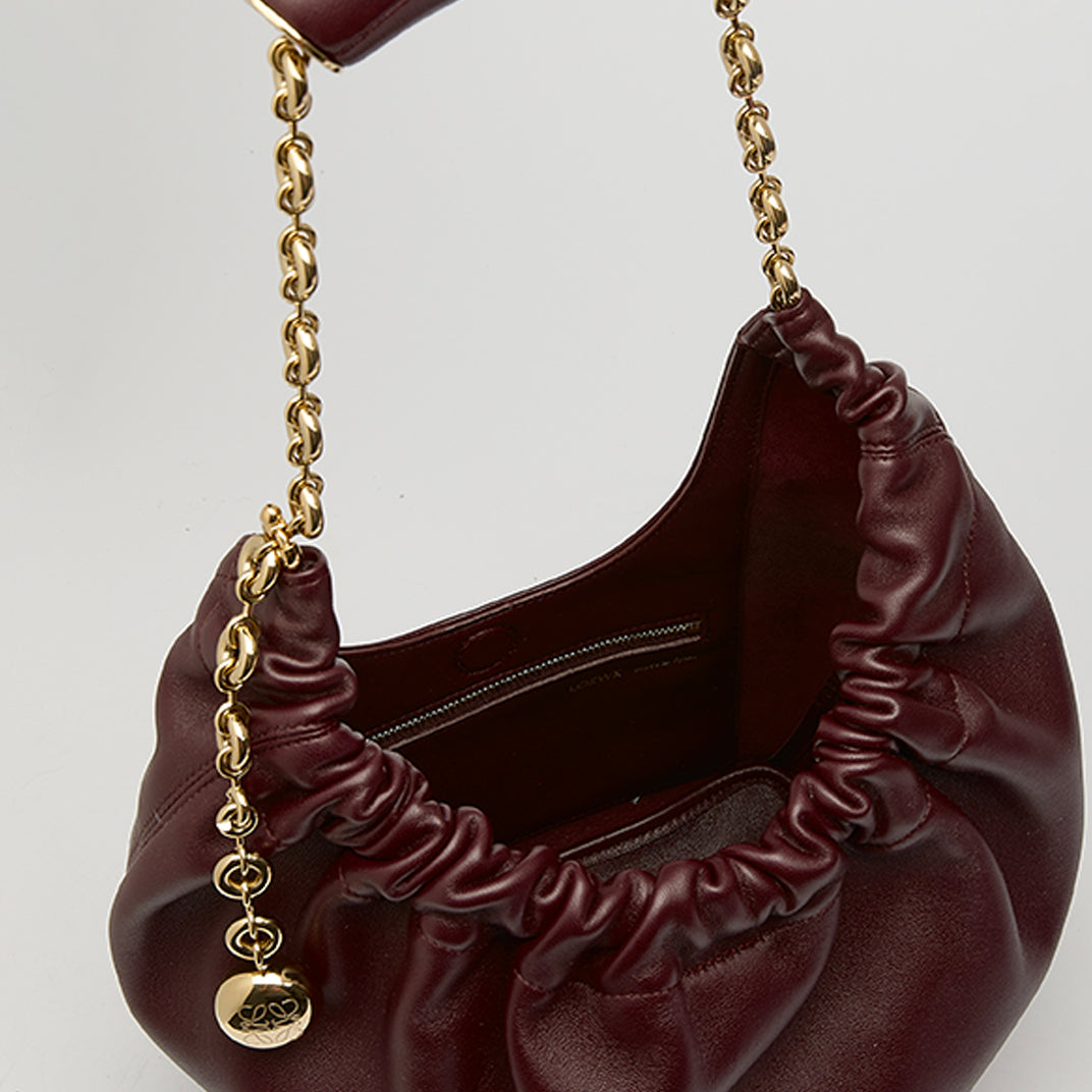 Small Squeeze Bag in Burgundy Nappa Leather