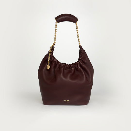 Small Squeeze Bag in Burgundy Nappa Leather