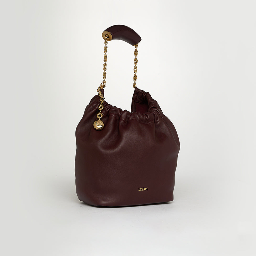 Small Squeeze Bag in Burgundy Nappa Leather