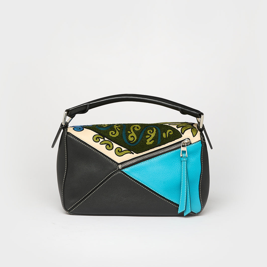 Small Puzzle William de Morgan Bag in Embroidered Leather