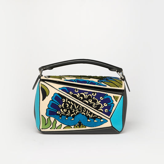 Small Puzzle William de Morgan Bag in Embroidered Leather