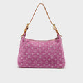 Monogram Denim Baggy PM Shoulder Bag in Pink