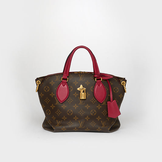 Monogram Flower Zipped Tote MM in Bordeaux
