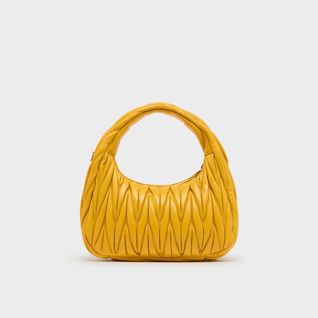 Wander Matelassé Leather Hobo Bag in Sunny Yellow