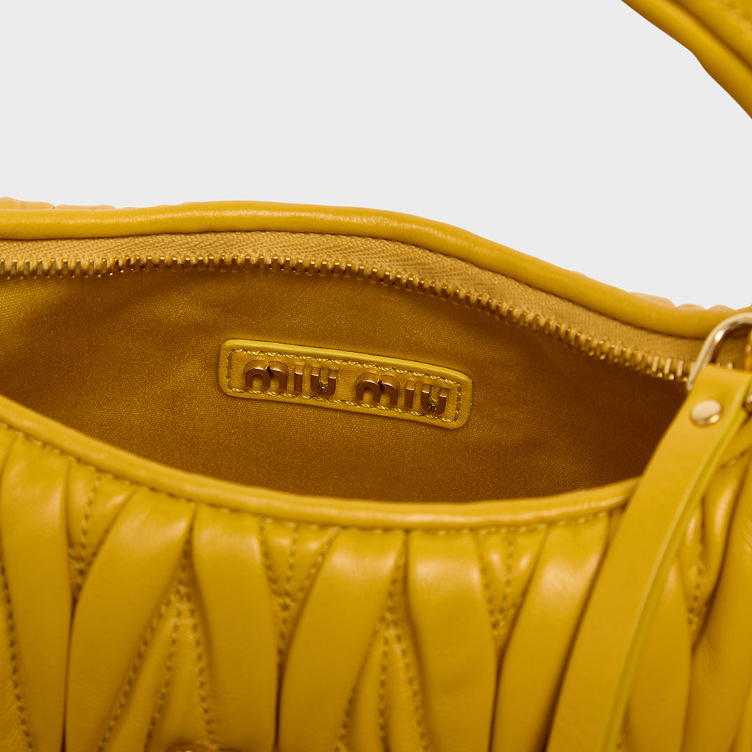Wander Matelassé Leather Hobo Bag in Sunny Yellow