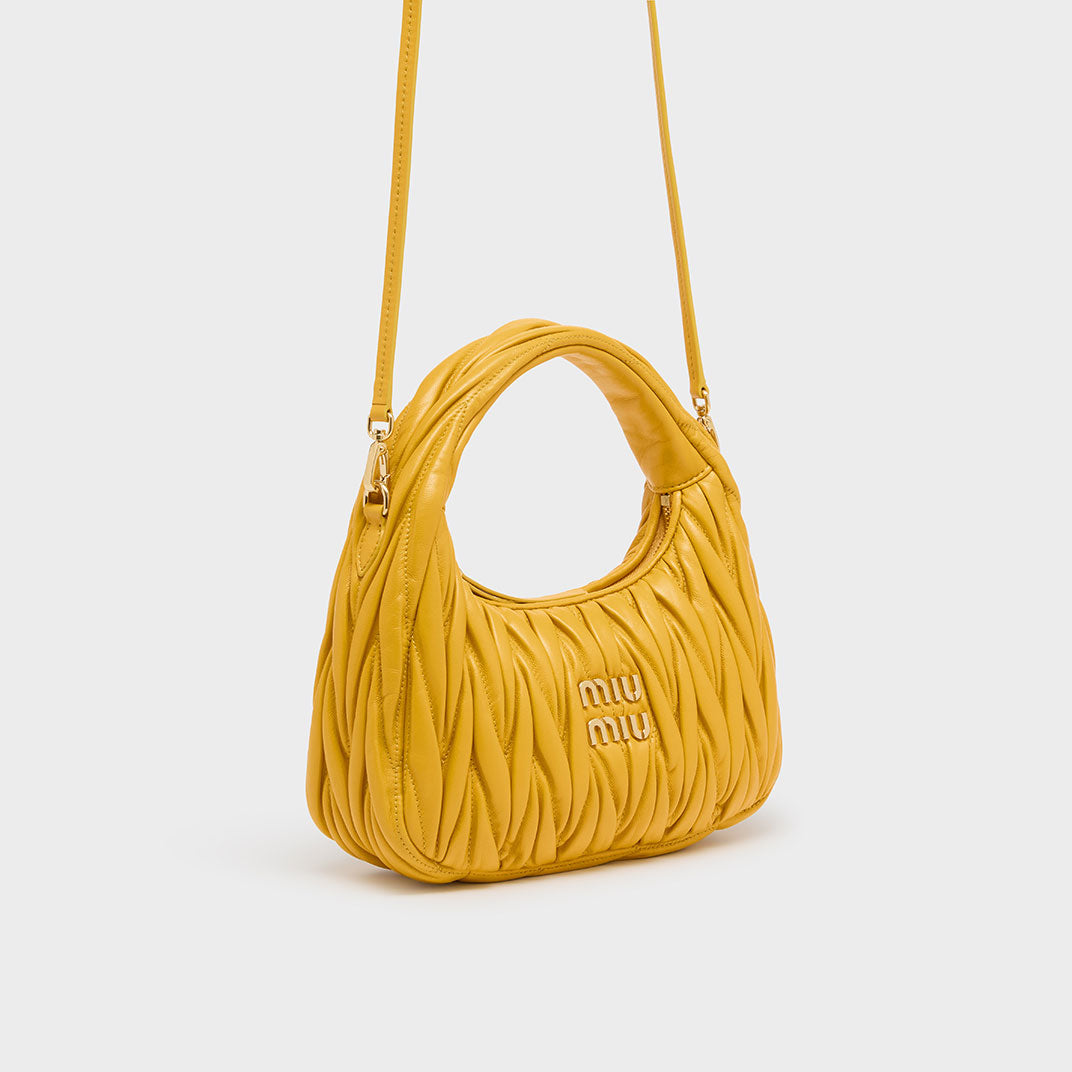 Wander Matelassé Leather Hobo Bag in Sunny Yellow