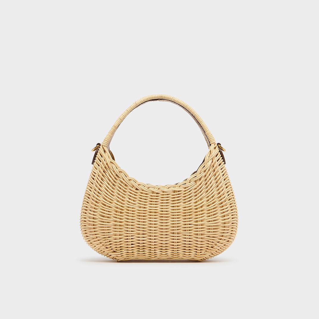 Wander Wicker Hobo Bag in Tan