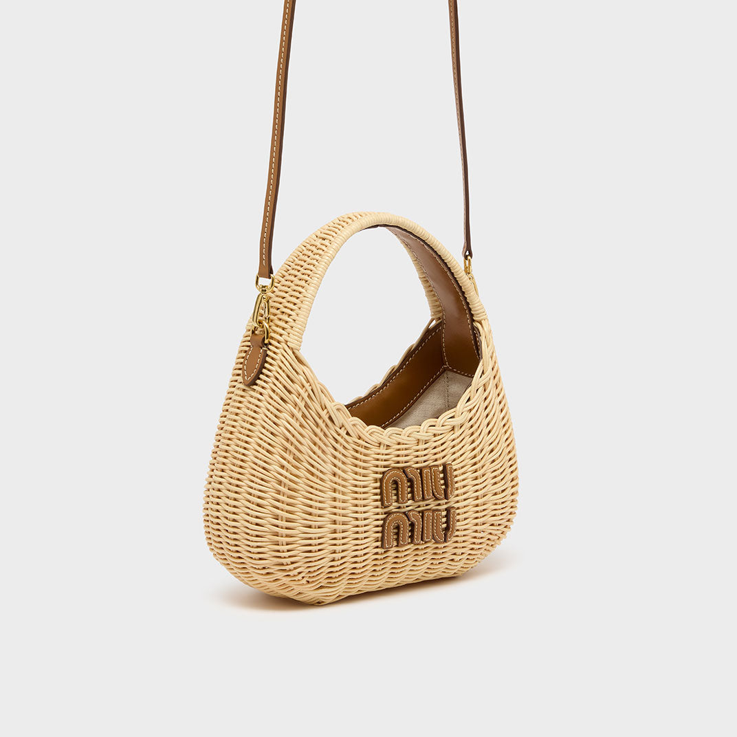 Wander Wicker Hobo Bag in Tan