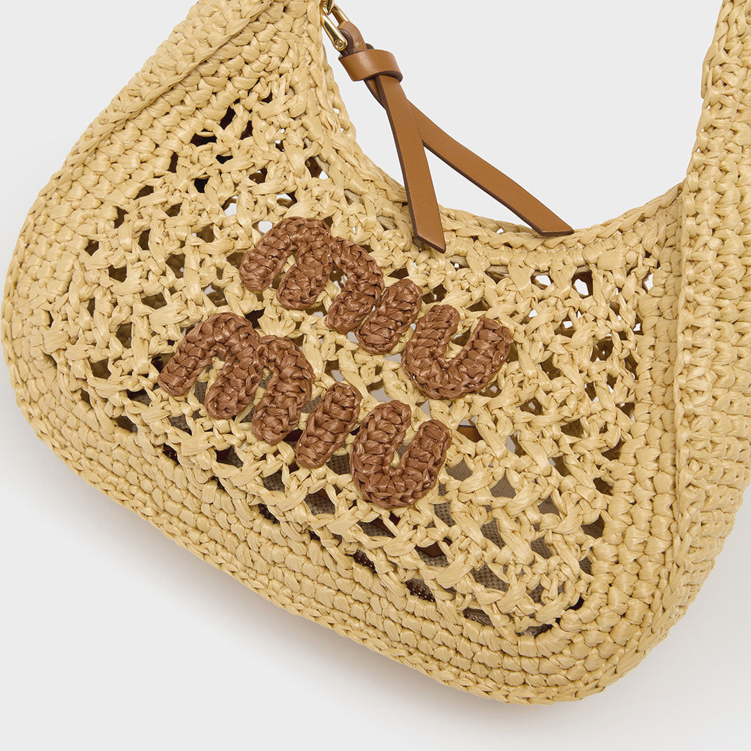 Wander Woven Fabric Hobo Bag in Beige