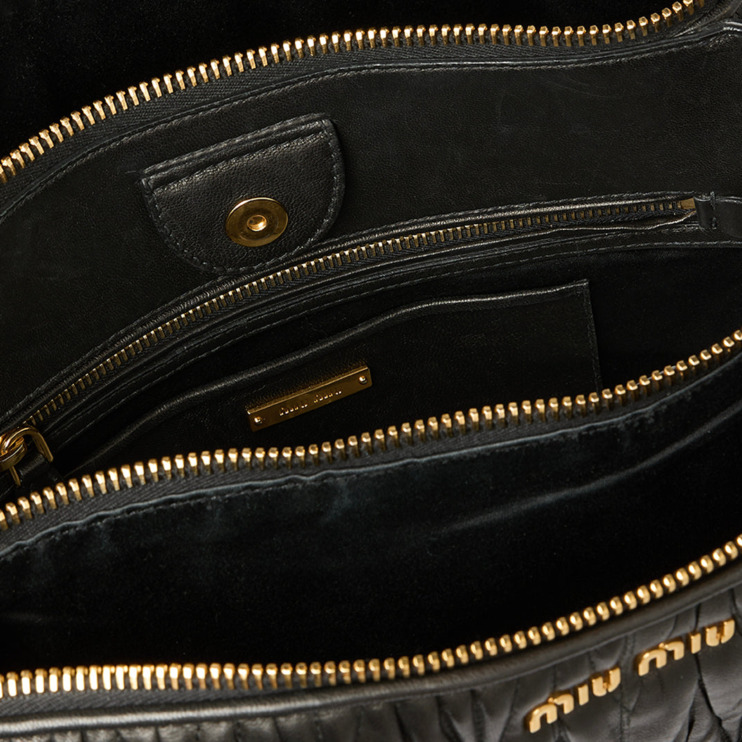 Quilted Nappa Matelassé Leather Tote in Black