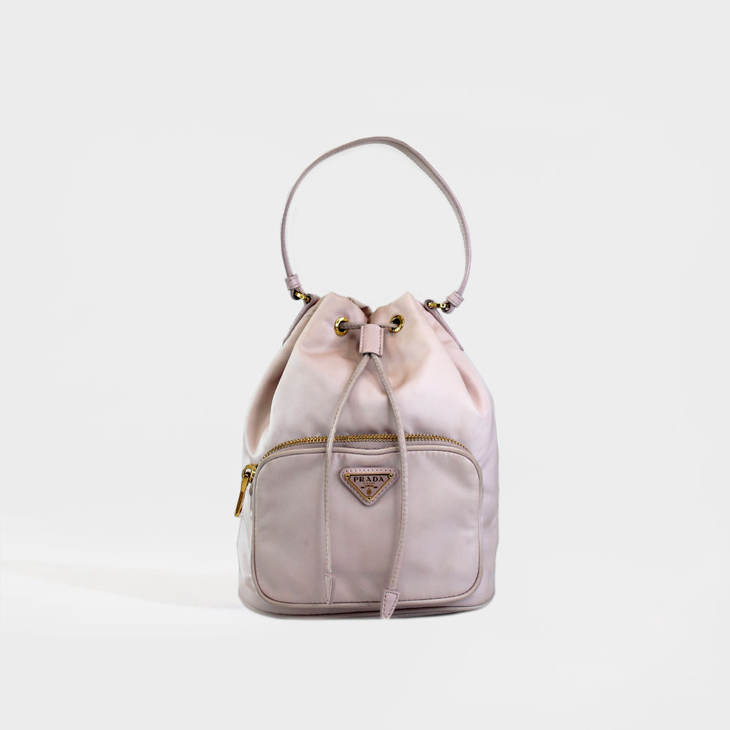 PRADA Nylon Top Handle Drawstring Bucket Bag Pink [ReSale]