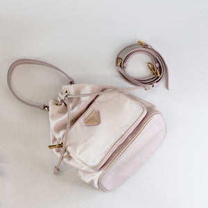 PRADA Nylon Top Handle Drawstring Bucket Bag Pink [ReSale]