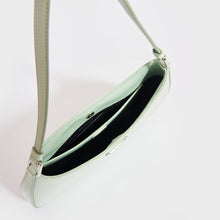 Load image into Gallery viewer, Inside view of PRADA Cleo Brushed Leather Shoulder Bag in Aqua