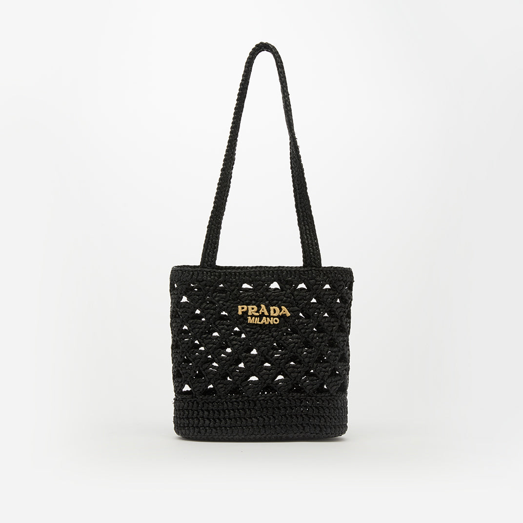 Small Crochet Tote Bag in Black