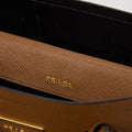 Double Tote Bag in Caramel Saffiano Leather