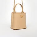 Small Panier Tote Bag in Beige Saffiano Leather