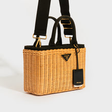 Load image into Gallery viewer, PRADA Wicker and Canvas Tote Bag