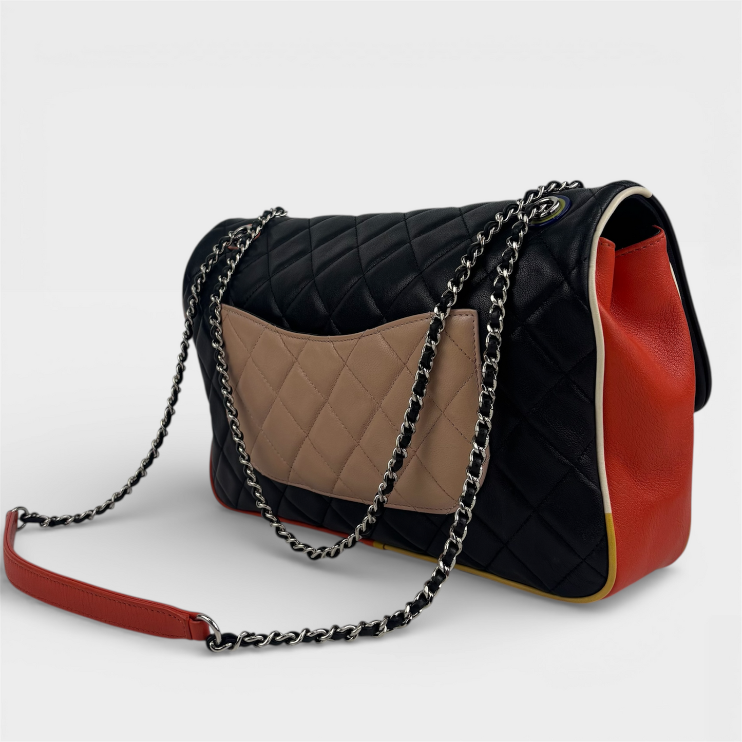 Jumbo Cuba Colour Single Flap in Quilted Lambskin with Multicolour Trim