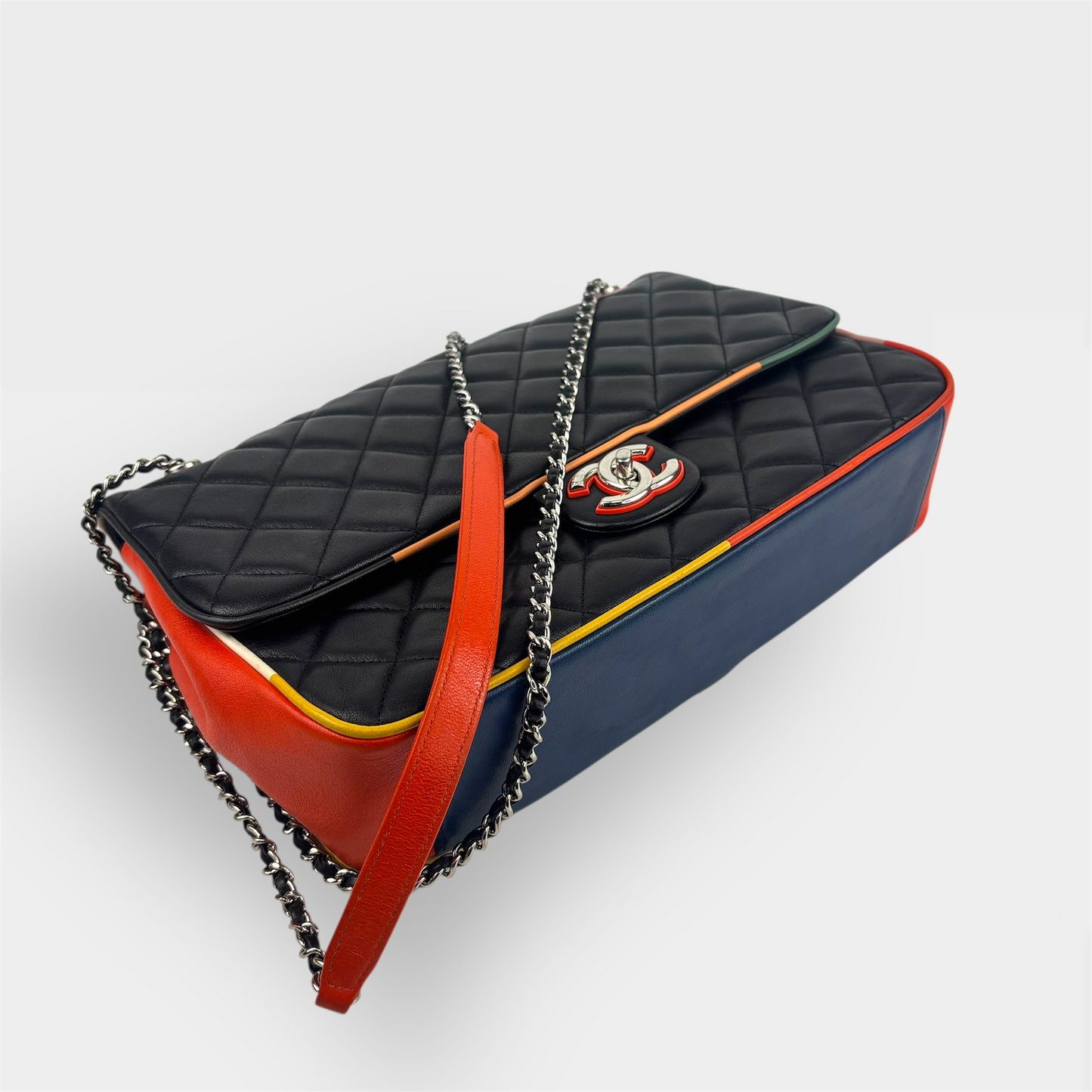 Jumbo Cuba Colour Single Flap in Quilted Lambskin with Multicolour Trim