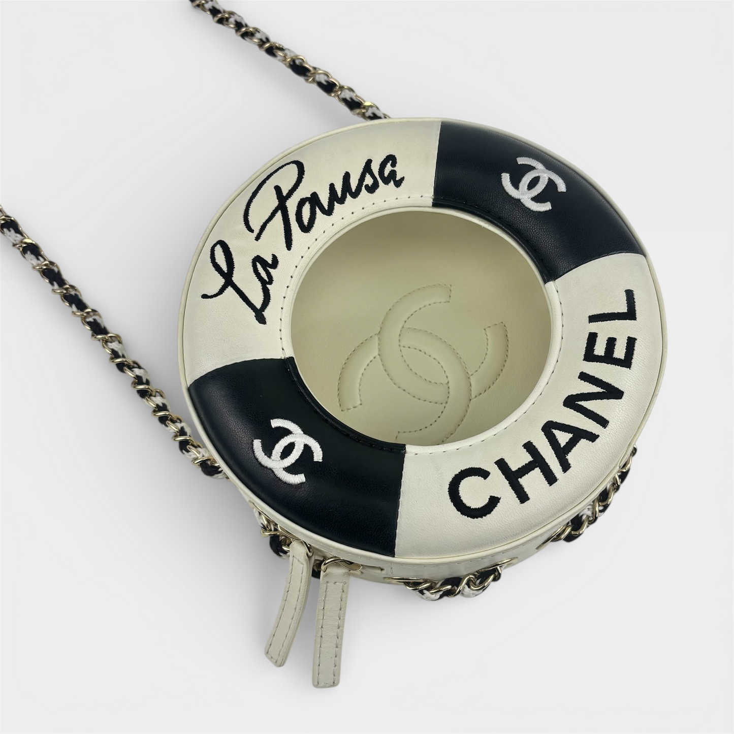 La Pausa Coco Lifesaver Bag in White Lambskin