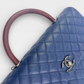 Coco Caviar Top Handle Bag in Navy