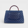 Coco Caviar Top Handle Bag in Navy