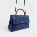 Coco Caviar Top Handle Bag in Navy