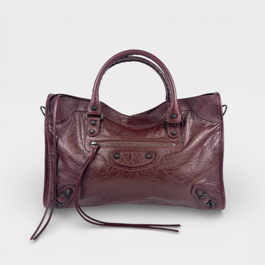 Le City Medium in Burgundy Leather