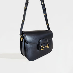 GUCCI Horsebit 1955 Leather Shoulder Bag in Black [ReSale]