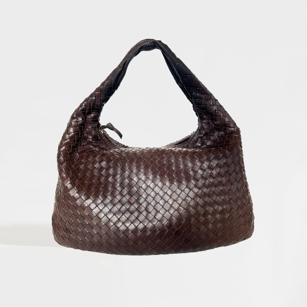 Medium Hobo Intrecciato Leather Shoulder Bag in Dark Brown [ReSale]