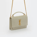 Sunset Small Bag in Cream Croc-Embossed Leather