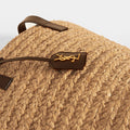 Panier Raffia Basket Bag with Brown Leather Trim