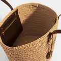 Panier Raffia Basket Bag with Brown Leather Trim