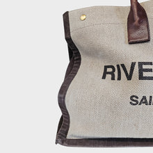 Load image into Gallery viewer, SAINT LAURENT Rive Gauche Leather-Trimmed Linen-Canvas Tote in Brown [ReSale]
