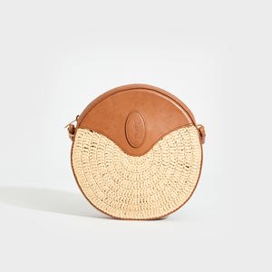 SAINT LAURENT Raffia Round Crossbody Bag