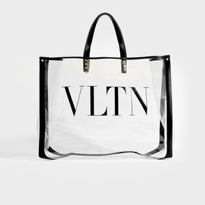 VALENTINO Garavani Grande Plage Leather-Trimmed Studded Logo-Print PVC Tote [ReSale]