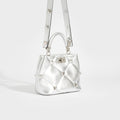 Garavani Roman Stud Small Quilted Leather Tote in Silver