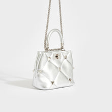 Load image into Gallery viewer, VALENTINO Garavani Roman Stud Small Quilted Leather Tote in Silver